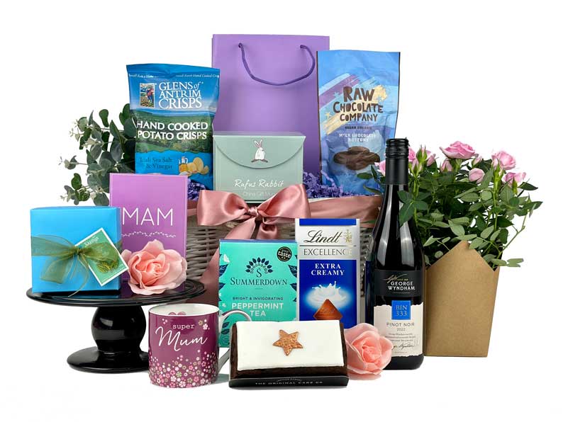 Mothers Day Flowers & Wine Gift Basket